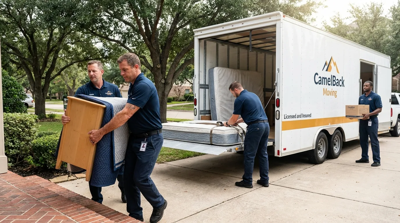 Crew loading residential truck for cross-state move from Milltown, NJ
