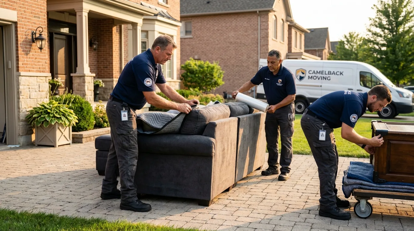 Large estate moving crew wrapping furniture in Milltown, NJ